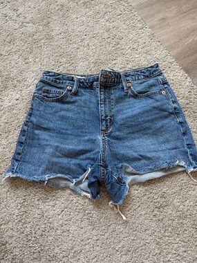 Classic High-Rise Blue Denim Shorts